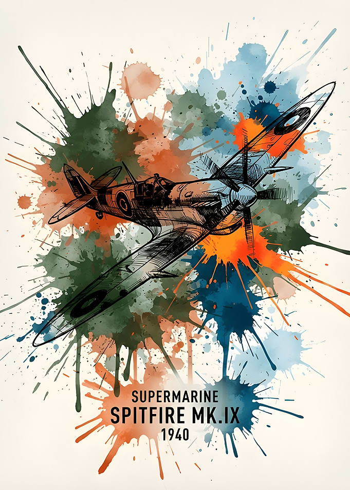 Supermarine Spitfire Mk.IX Watercolor Art