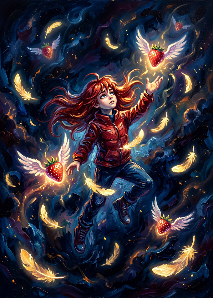 Madeline from Celeste with Winged Strawberries
