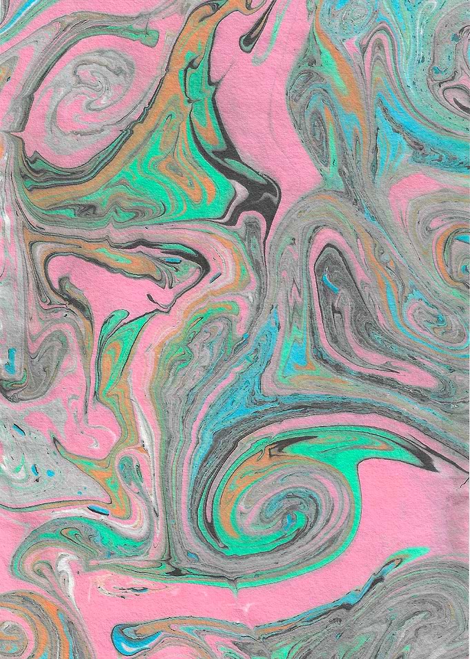 Abstract Pink and Teal Marble Swirl