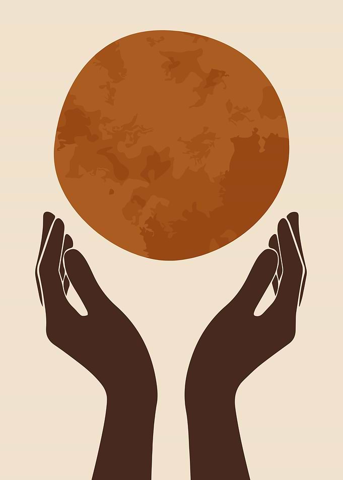 Hands Holding a Textured Planet