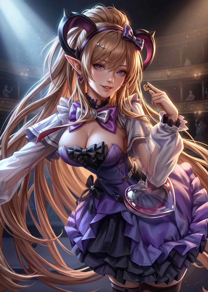 Anime Girl in Purple Stage Outfit