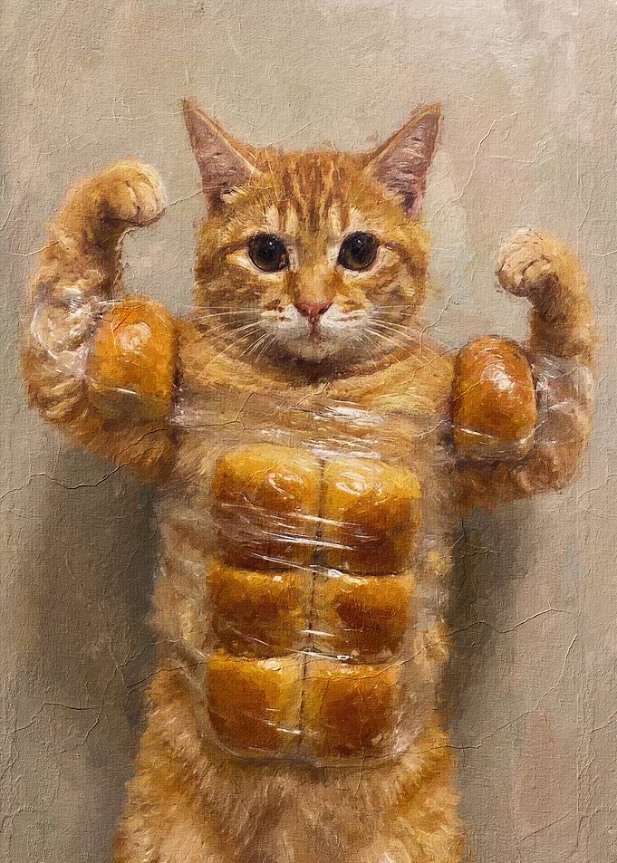 Buff Cat with Bread Abs