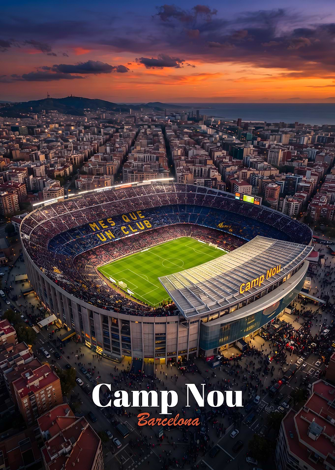Camp Nou Stadium Barcelona Sunset View