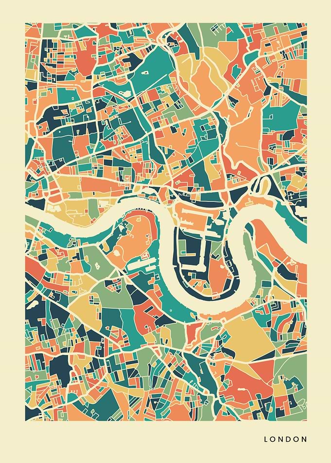 London Colorful Retro City Map