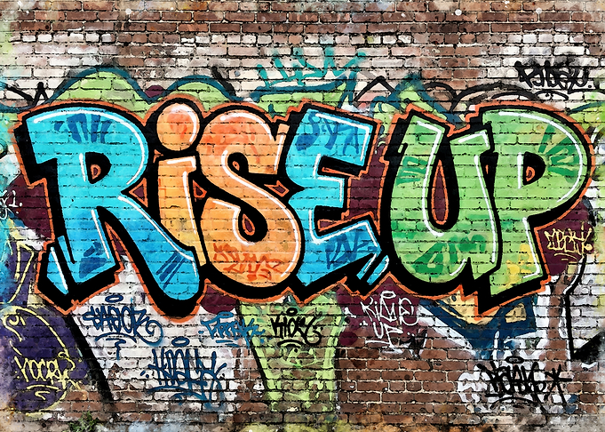 Rise Up Graffiti Brick Wall Art