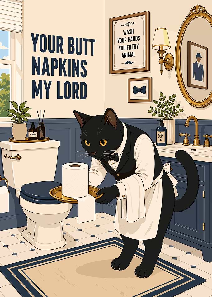 Butler Cat Bathroom Wall Art