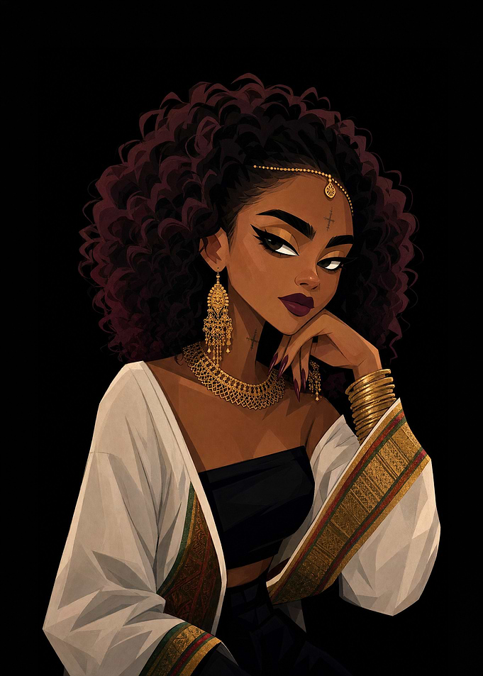 Elegant Woman with Curly Hair
