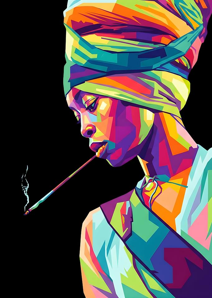 Eyrkah Badu Colorful Pop Art Portrait