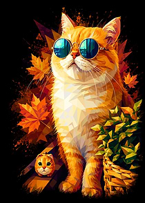 Cool Orange Cat in Autumn