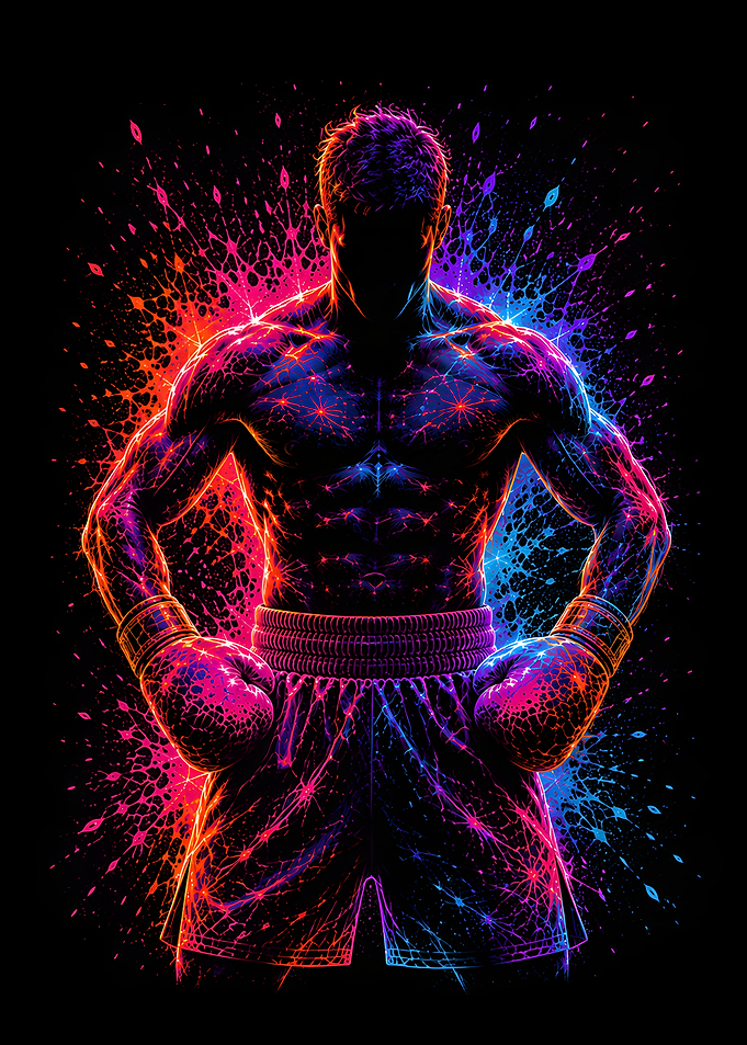 Neon Boxing Power Stance