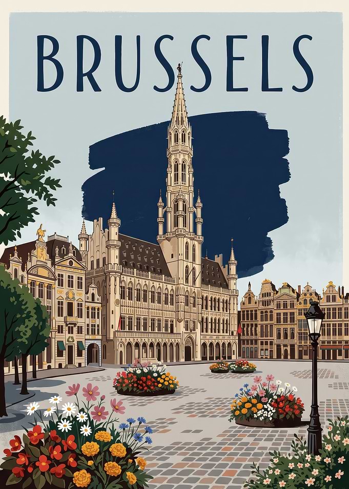 Vintage Travel Poster of Brussels