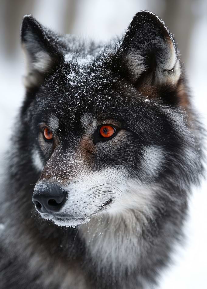 Wolf with Glowing Amber Eyes