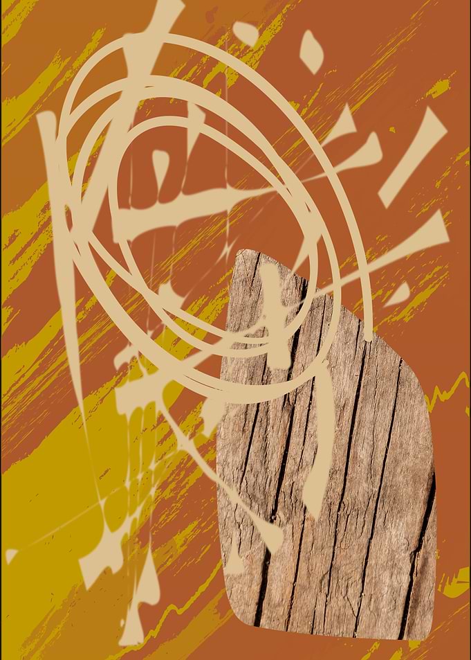 Abstract Wood Texture and Scribble Art