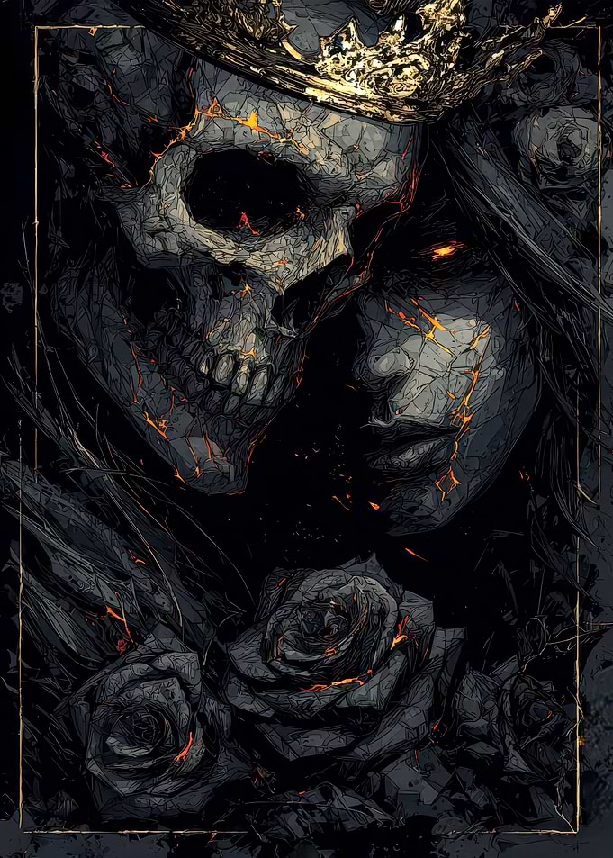 Dark Gothic Skull and Queen Portrait