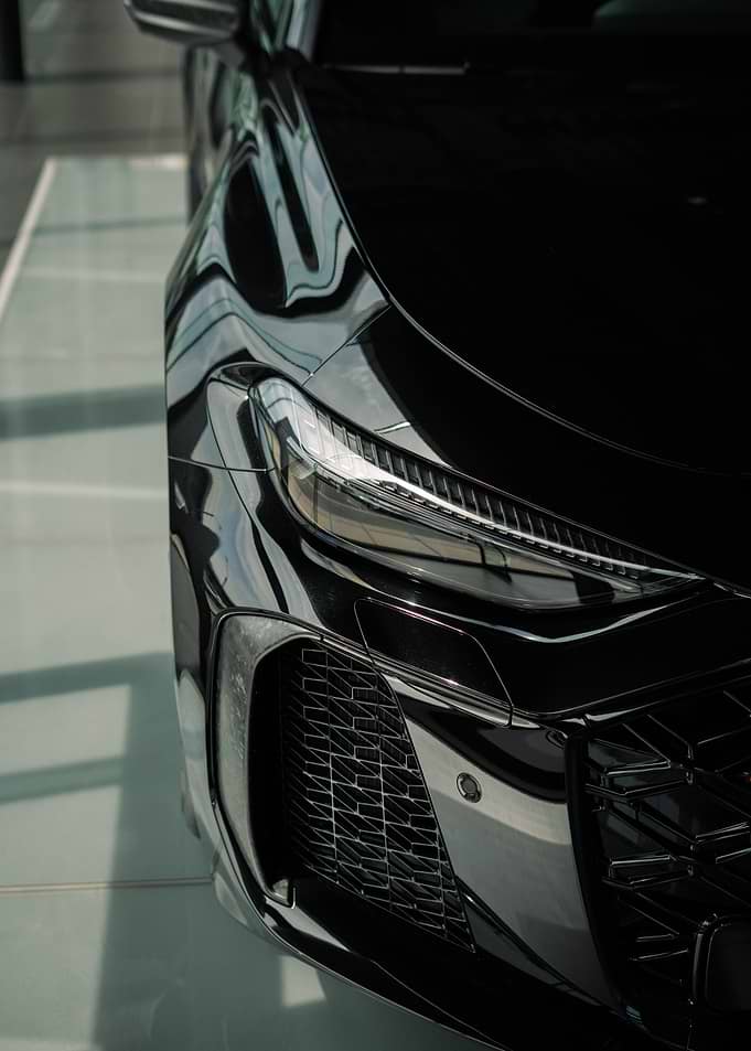 Close-up of Black Luxury Car Front