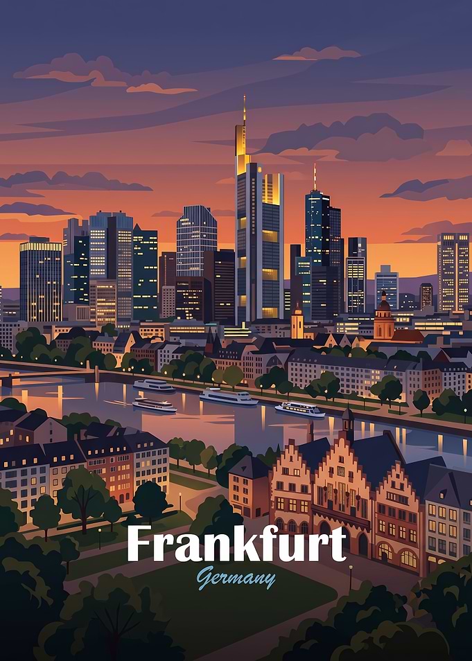 Frankfurt Germany Skyline Travel Poster