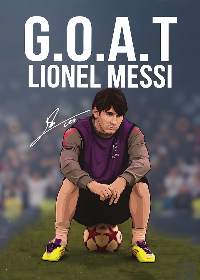 Lionel Messi G.O.A.T. Soccer Poster