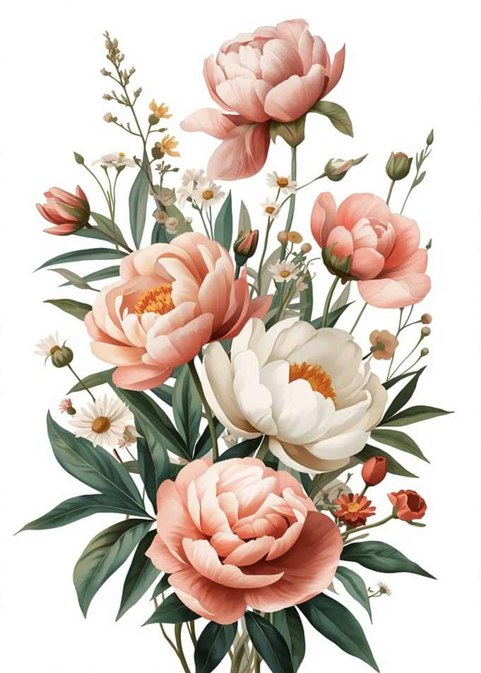 Elegant Peony and Daisy Floral Bouquet