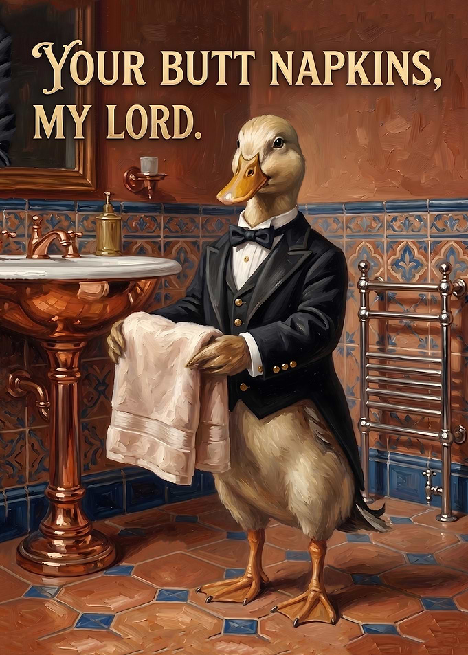 Butler Duck with Toilet Paper