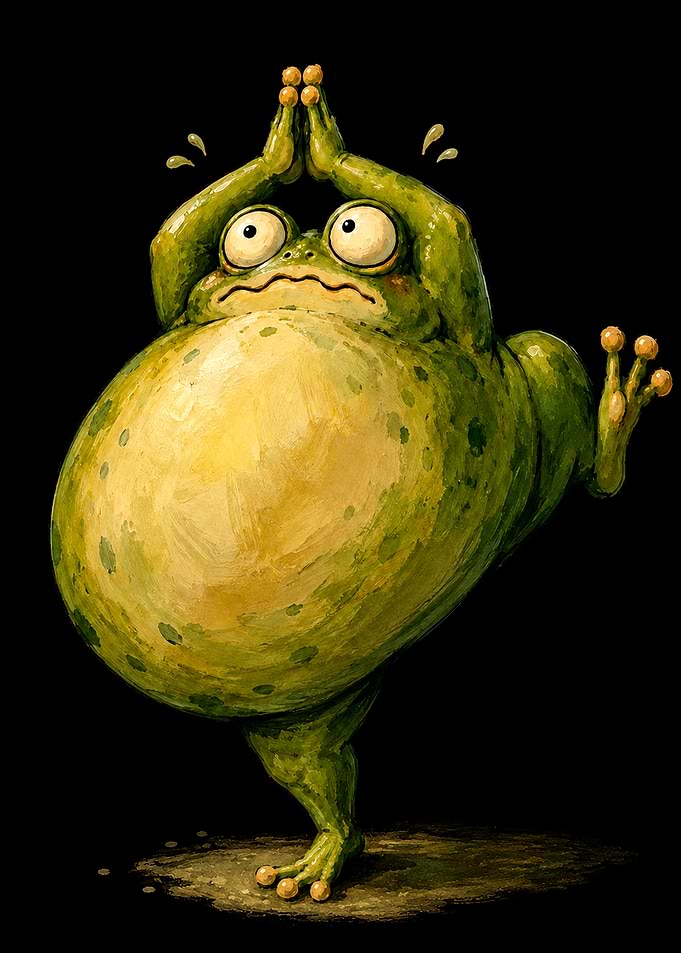 Funny Yoga Frog Balancing