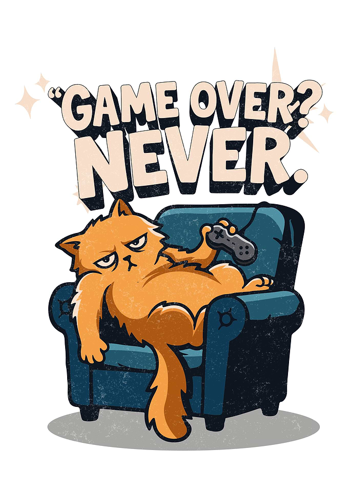 Funny Gaming Cat Illustration