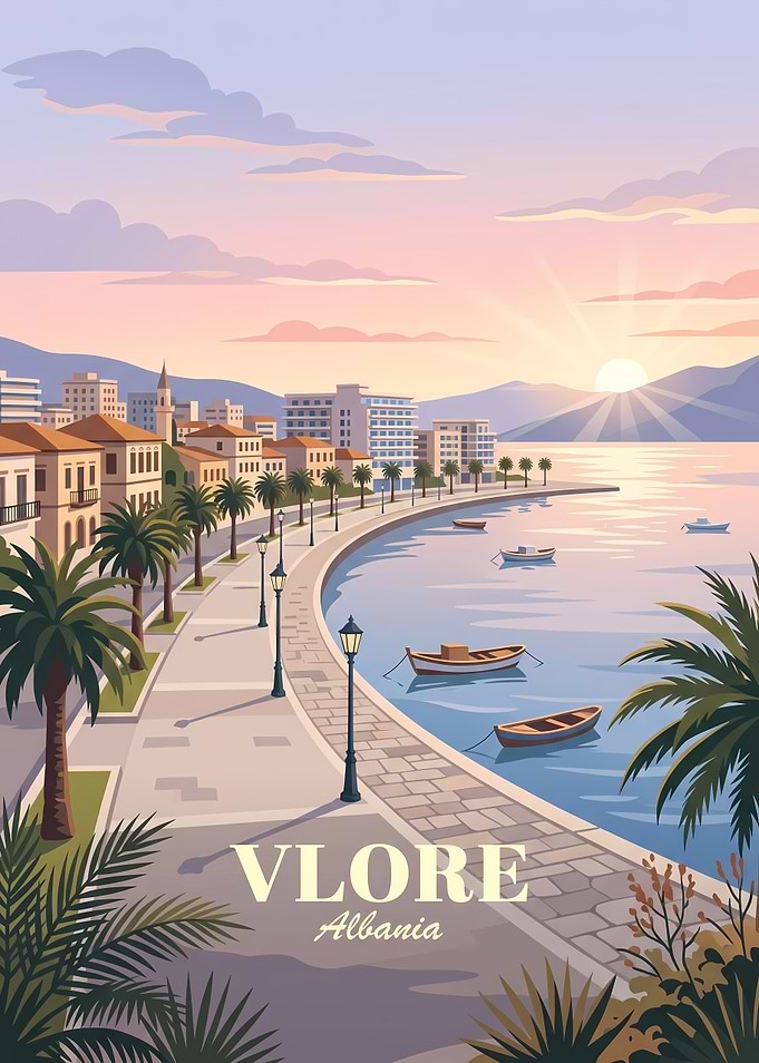 Vlore Albania Travel Poster