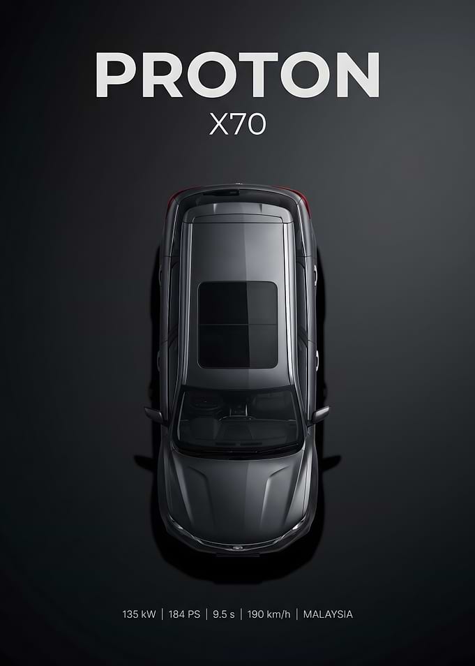 Proton X70 SUV Top View Poster
