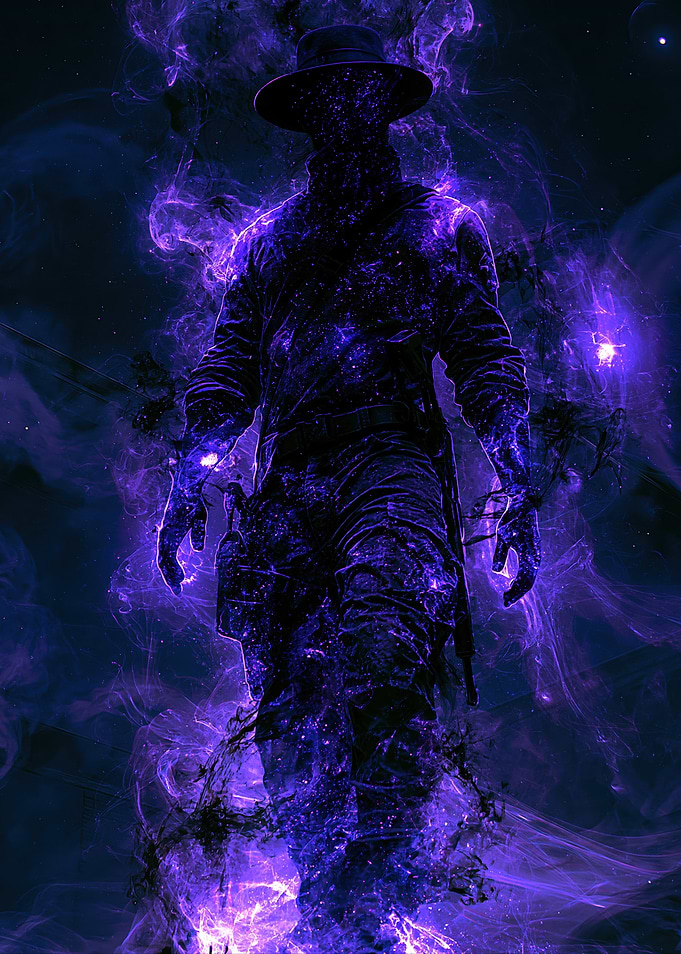Ethereal Cowboy in Purple Smoke