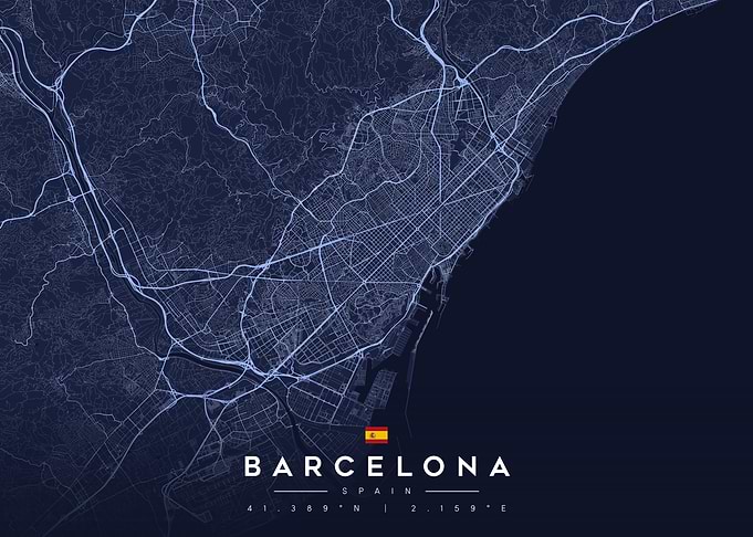 Barcelona Spain Minimalist City Map