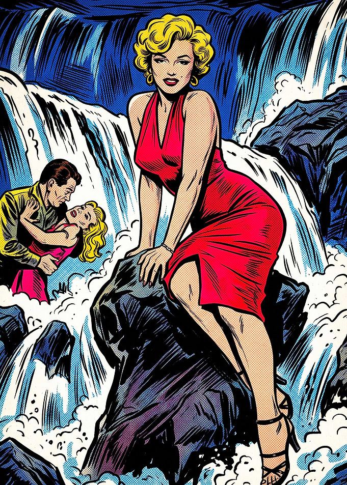 Marilyn Monroe Pop Art Waterfall Scene