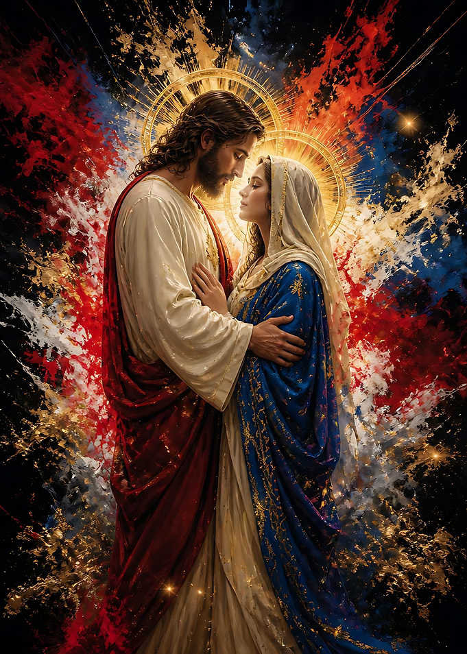 Jesus and Mary Divine Embrace