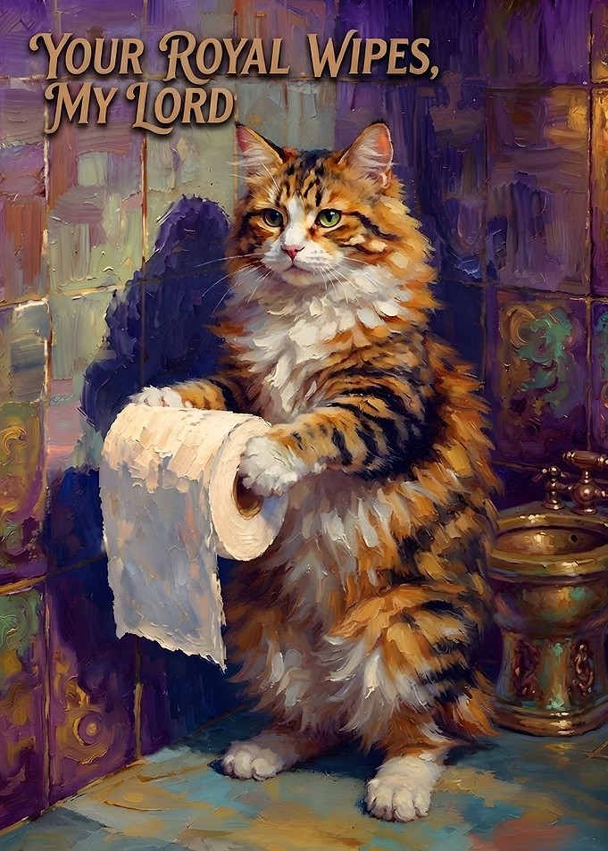Funny Cat Holding Toilet Paper
