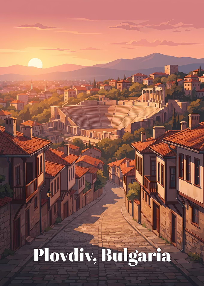 Plovdiv Bulgaria Ancient Theater Sunset