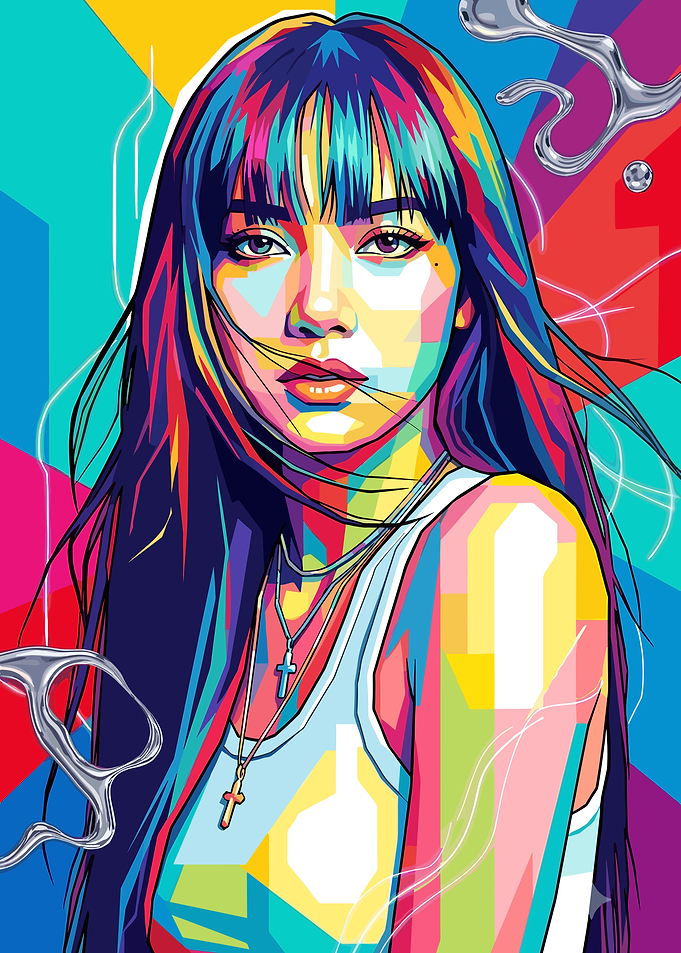 Colorful Pop Art Portrait of Lisa