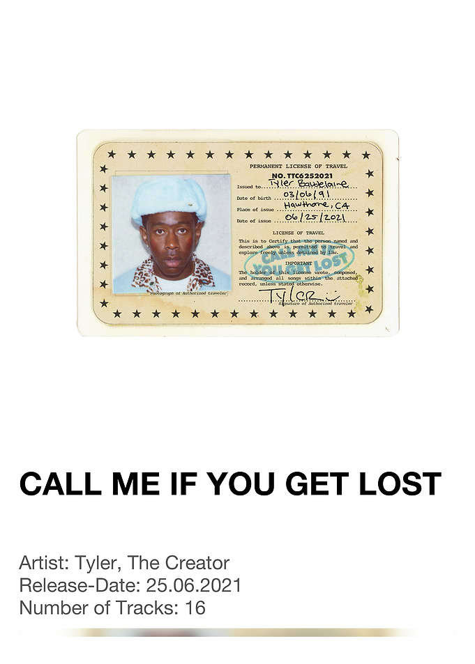 Tyler, The Creator – CALL ME IF YOU GET LOST | Album Cover Poster