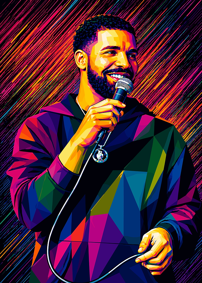 Colorful Pop Art Portrait of Drake