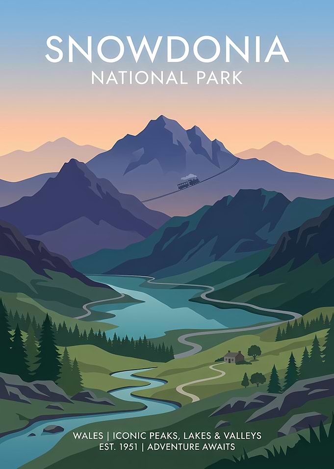Snowdonia National Park Travel Poster