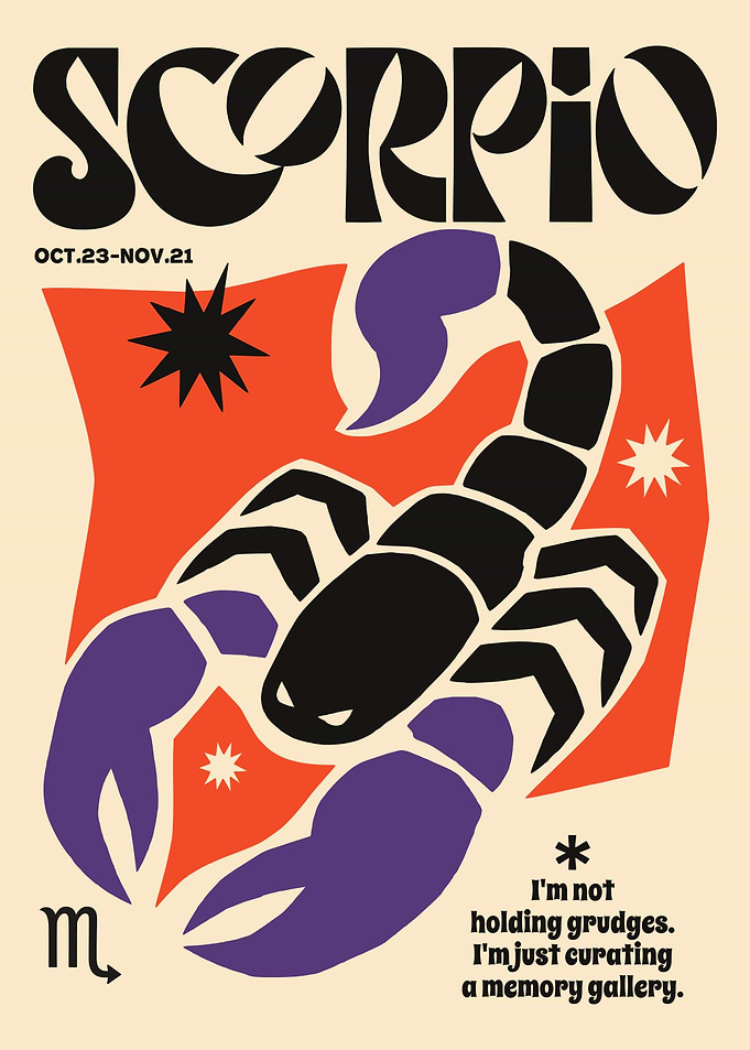 Scorpio Zodiac Sign Retro Poster