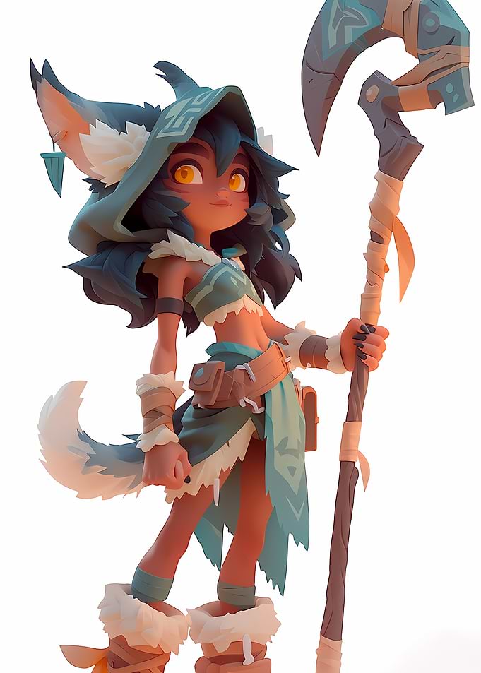 Primal Wolf Girl Warrior