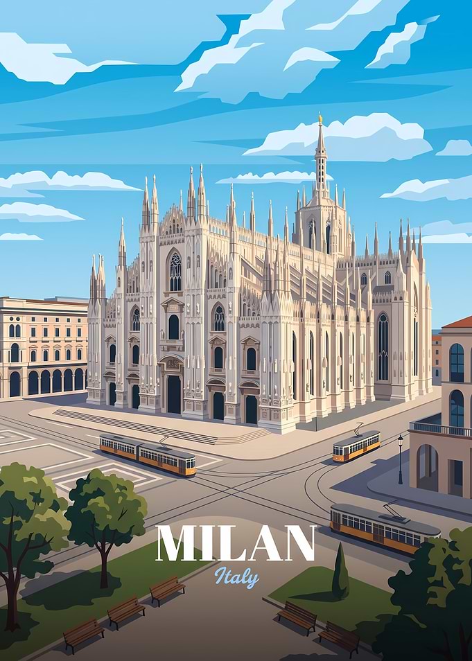 Milan Cathedral Travel Poster