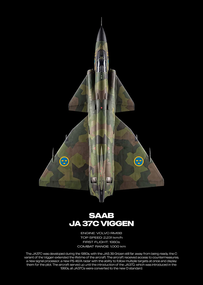SAAB JA 37C Viggen Fighter Jet