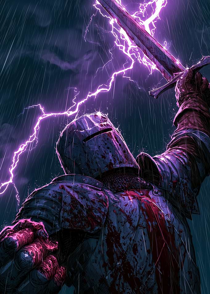 Bloody Knight Summoning Purple Lightning