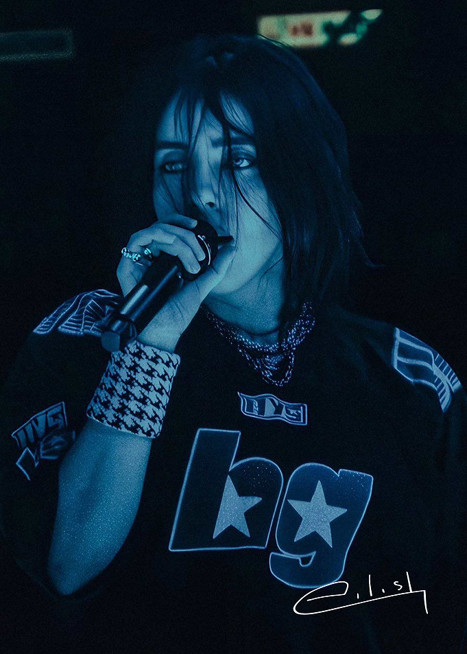 Billie Eilish Performing in Blue Light