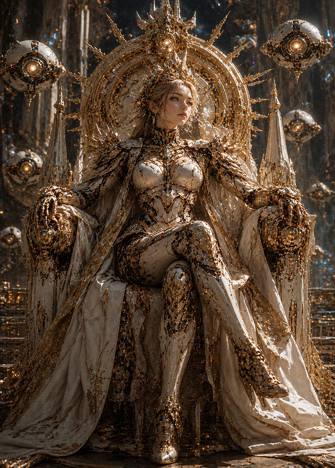 Golden Celestial Queen on Throne