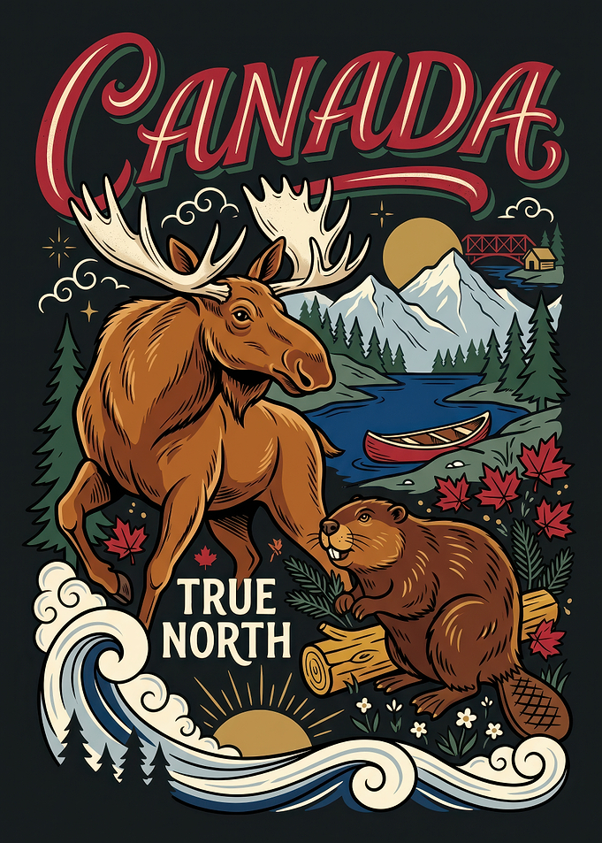 Canada True North Moose and Beaver
