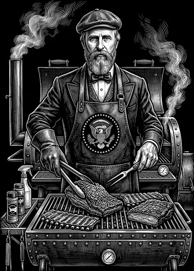 Rutherford B. Hayes Presidential Pitmaster Barbecue Illustration