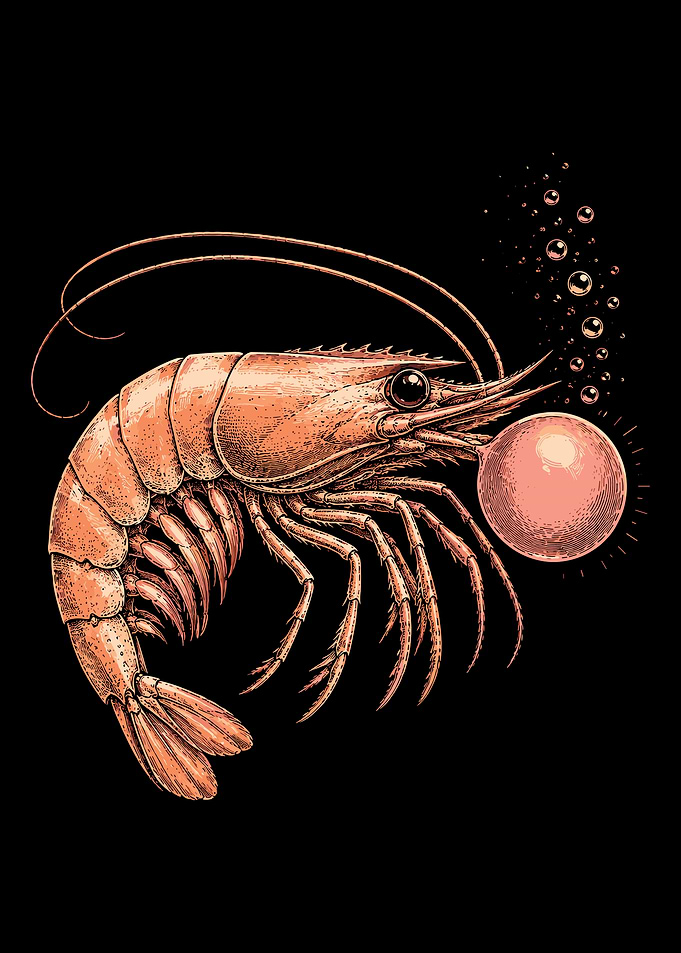 Shrimp Blowing a Bubble gum