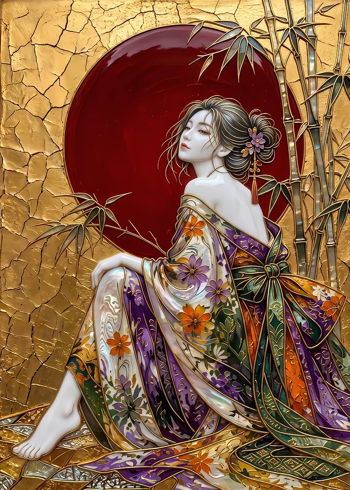 Elegant Geisha in Ornate Kimono
