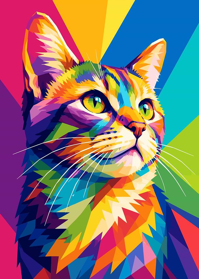 Colorful Geometric Pop Art Cat
