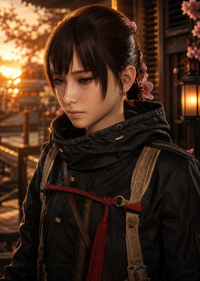 Young Woman in Traditional Japanese Setting